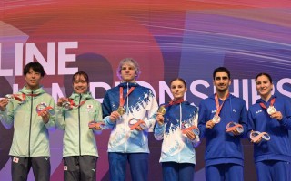 Белорусские батутисты выиграли золото в мужском командном турнире на чемпионате мира в Памплоне